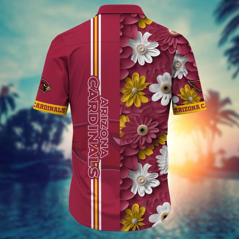 Arizona Cardinals Daisy Stripe Hawaiian Shirt