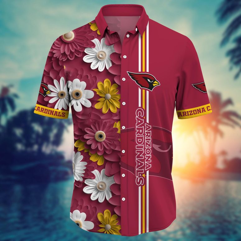 Arizona Cardinals Daisy Stripe Hawaiian Shirt