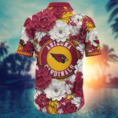 Arizona Cardinals Floral Elegance Hawaiian Shirt Back - TeeAloha