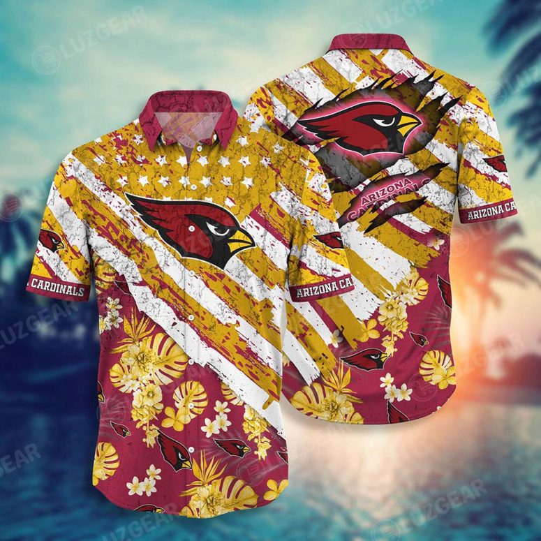 Arizona Cardinals Tropical Stripes Hawaiian Shirt