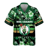 Boston Celtics Champs Tropical Hawaiian Shirt Front - TeeAloha
