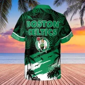 Boston Celtics Coastal Palms Hawaiian Shirt Back - TeeAloha
