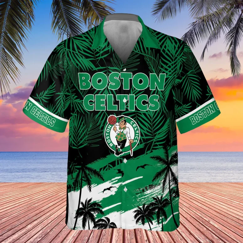 Boston Celtics Coastal Palms Hawaiian Shirt
