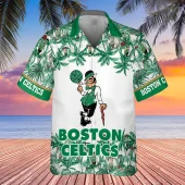 Boston Celtics Palm Breeze Hawaiian Shirt Front - TeeAloha