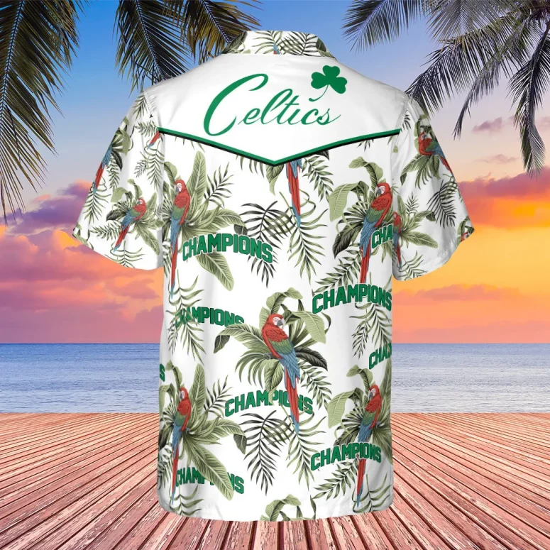 Boston Celtics Tropical And Basketball Champions Pattern Hawaiian Shirt