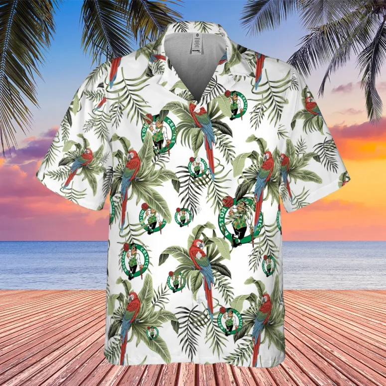 Boston Celtics Tropical And Basketball Champions Pattern Hawaiian Shirt