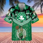 Boston Celtics Tropical Clover Hawaiian Shirt Front - TeeAloha