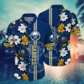 Buffalo Sabres Bold Daisy Stripe Hawaiian Shirt - TeeAloha