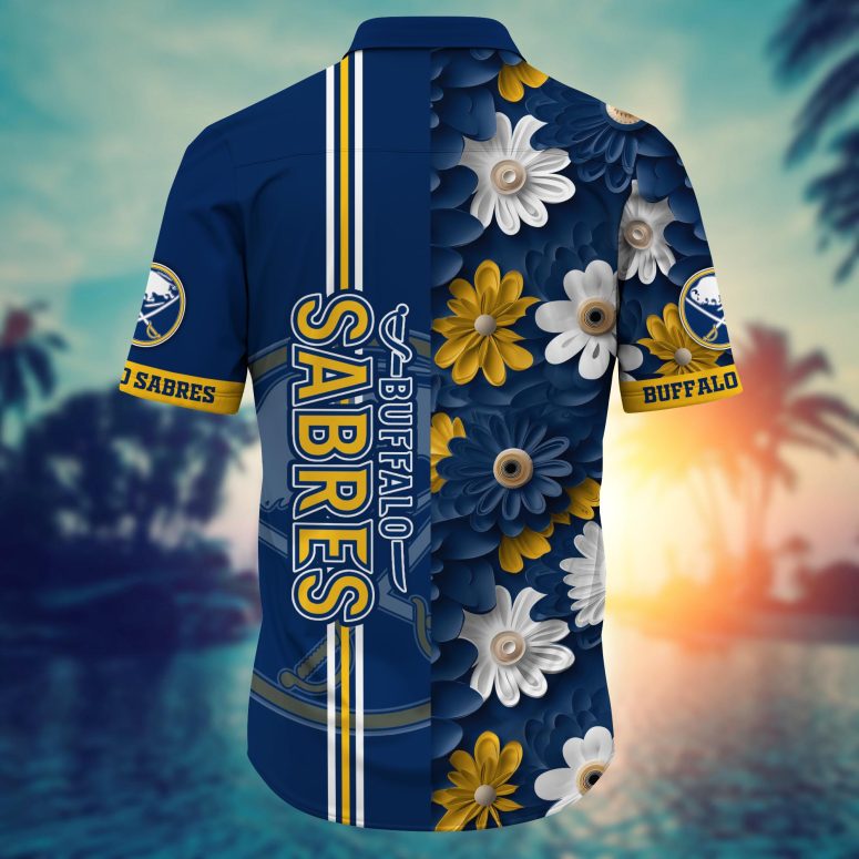 Buffalo Sabres Bold Daisy Stripe Hawaiian Shirt