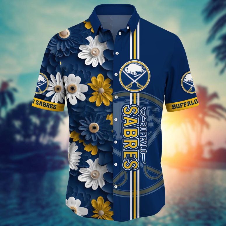 Buffalo Sabres Bold Daisy Stripe Hawaiian Shirt