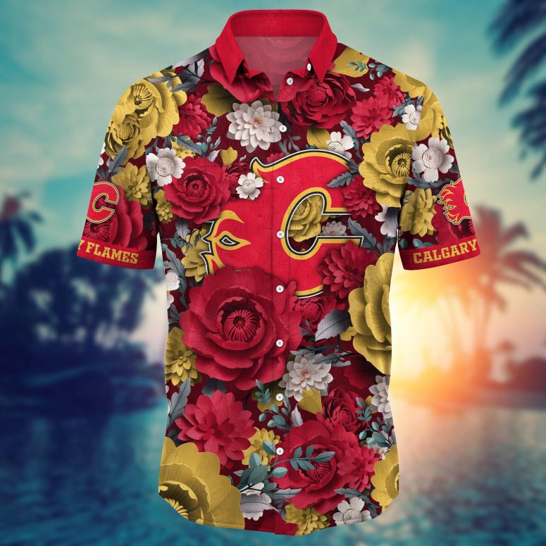 Calgary Flames Blooming Glory Hawaiian Shirt