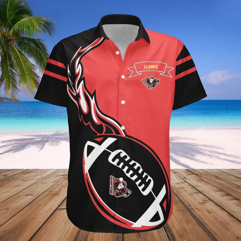 Calgary Flames Gridiron Blaze Hawaiian Shirt