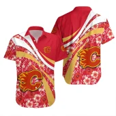 Calgary Flames Hibiscus Splash Hawaiian Shirt - TeeAloha