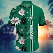 Dallas Stars Bold Petal Hawaiian Shirt Front - TeeAloha