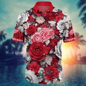 Detroit Red Wings Floral Majesty Hawaiian Shirt Front - TeeAloha