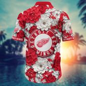 Detroit Red Wings Rose Elegance Hawaiian Shirt Back - TeeAloha