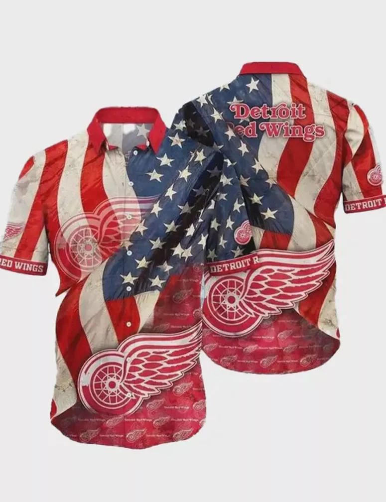 Detroit Red Wings Stars and Stripes Hawaiian Shirt