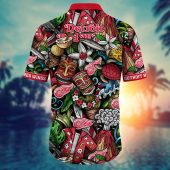 Detroit Red Wings Tiki Island Hawaiian Shirt Back - TeeAloha