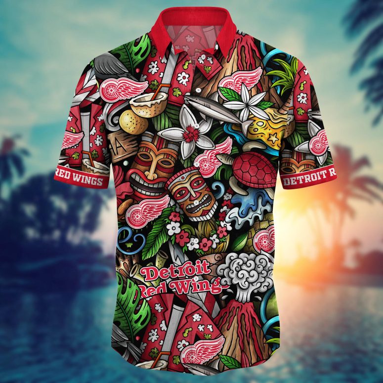 Detroit Red Wings Tiki Island Hawaiian Shirt
