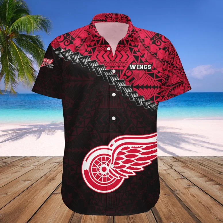 Detroit Red Wings Tribal Pride Hawaiian Shirt