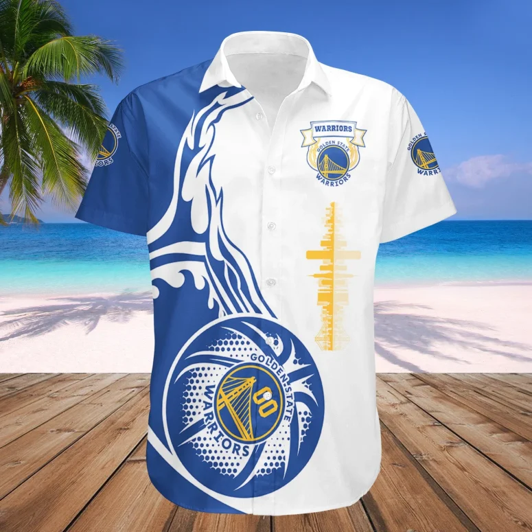 Golden State Warriors Skyline Flow Hawaiian Shirt