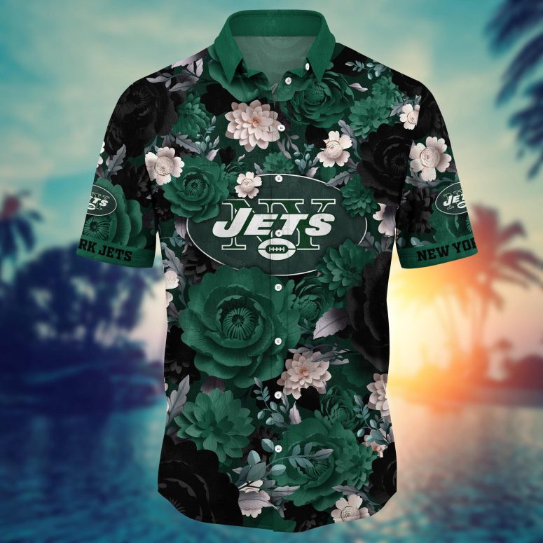 New York Jets Midnight Bloom Hawaiian Shirt