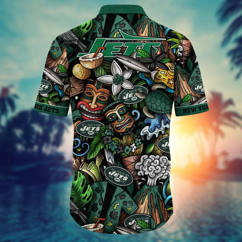 New York Jets Tiki Island Hawaiian Shirt