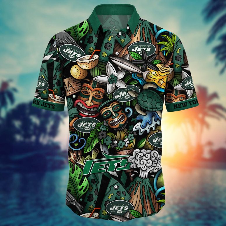 New York Jets Tiki Island Hawaiian Shirt