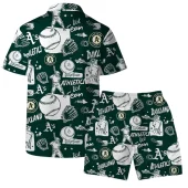 Oakland Athletics Baseball Fever Hawaiian Shirt Back With Short - TeeAloha