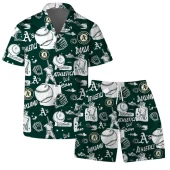 Oakland Athletics Baseball Fever Hawaiian Shirt Front With Short - TeeAloha