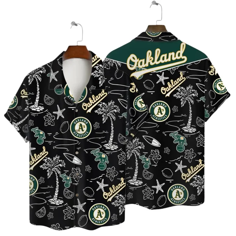 Oakland Athletics Black Tropic Hawaiian Shirt