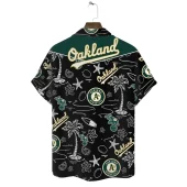 Oakland Athletics Black Tropic Hawaiian Shirt Back - TeeAloha