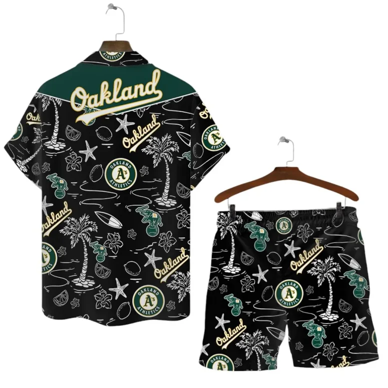 Oakland Athletics Black Tropic Hawaiian Shirt