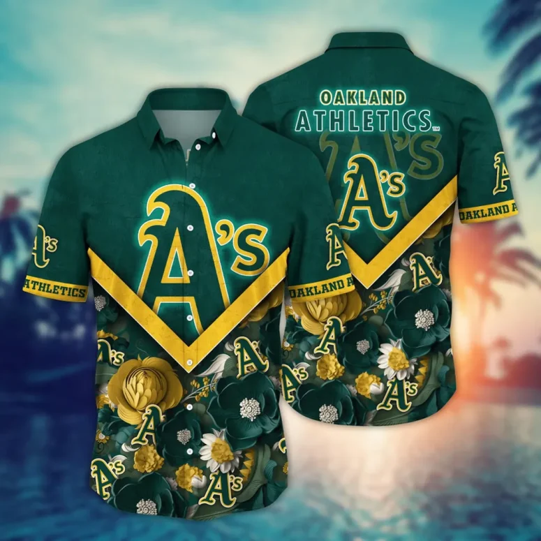 Oakland Athletics Chevron Bloom Hawaiian Shirt