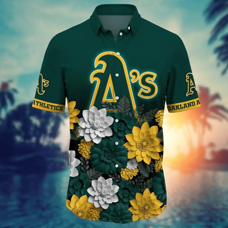 Oakland Athletics Floral Glow Hawaiian Shirt