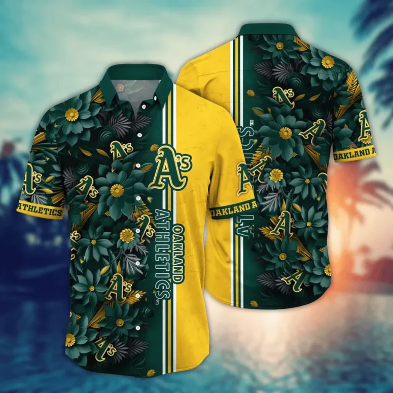Oakland Athletics Golden Flora Hawaiian Shirt
