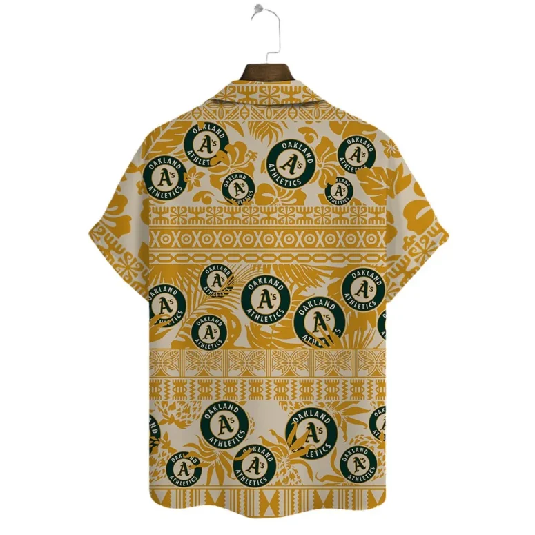 Oakland Athletics Golden Tribal Pattern Hawaiian Shirt