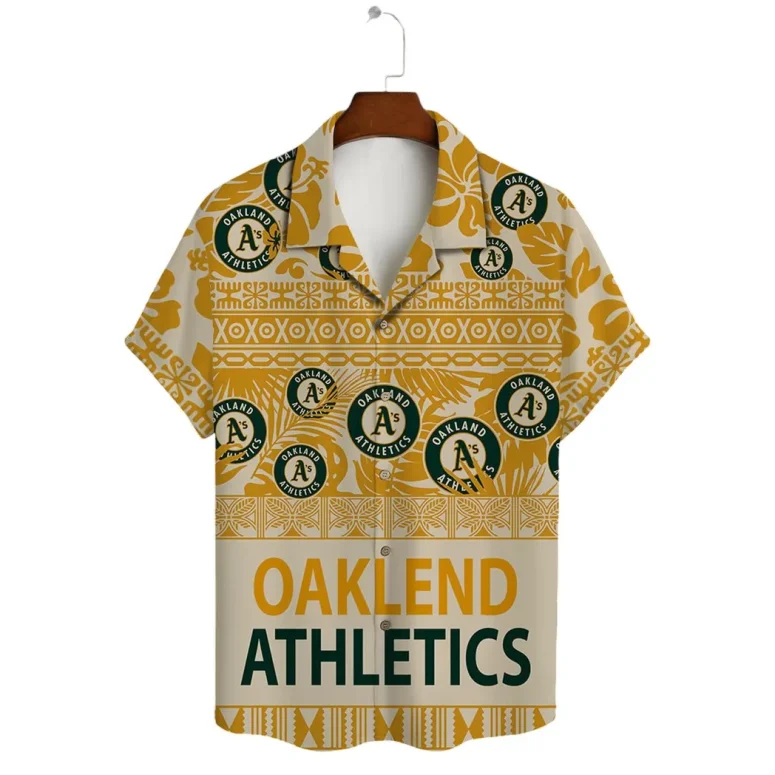 Oakland Athletics Golden Tribal Pattern Hawaiian Shirt