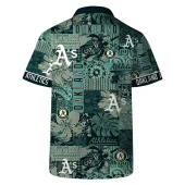 Oakland Athletics Tribal Patchwork Hawaiian Shirt Back - TeeAloha