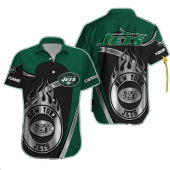 Personalized New York Jets Flame Gridiron Hawaiian Shirt