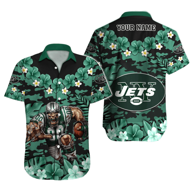 Personalized New York Jets Floral Camo Hawaiian Shirt