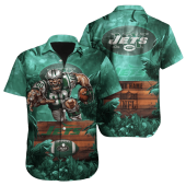 Personalized New York Jets Jungle Warrior Hawaiian Shirt