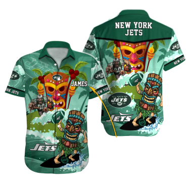 Personalized New York Jets Tiki Wave Hawaiian Shirt