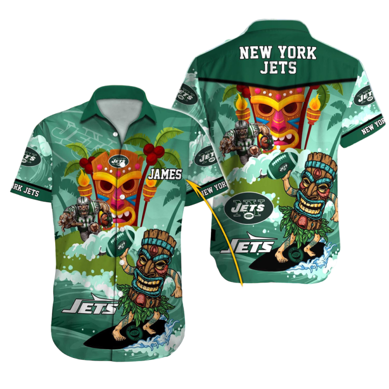 Personalized New York Jets Tiki Wave Hawaiian Shirt