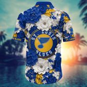 St Louis Blues Floral Elegance Hawaiian Shirt Back - TeeAloha