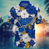 St Louis Blues Floral Elegance Hawaiian Shirt Front - TeeAloha