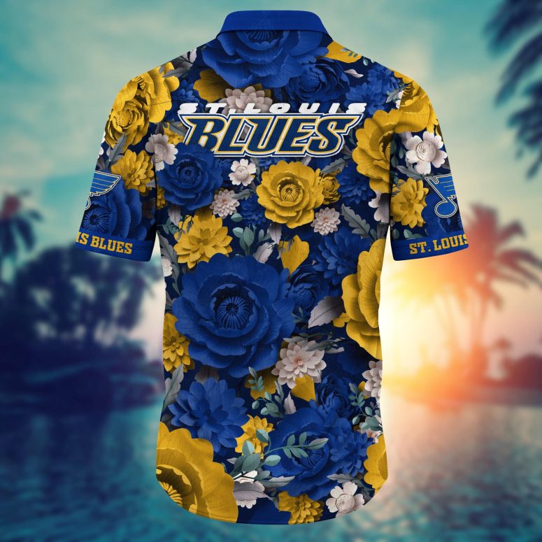 St. Louis Blues Golden Bloom Hawaiian Shirt