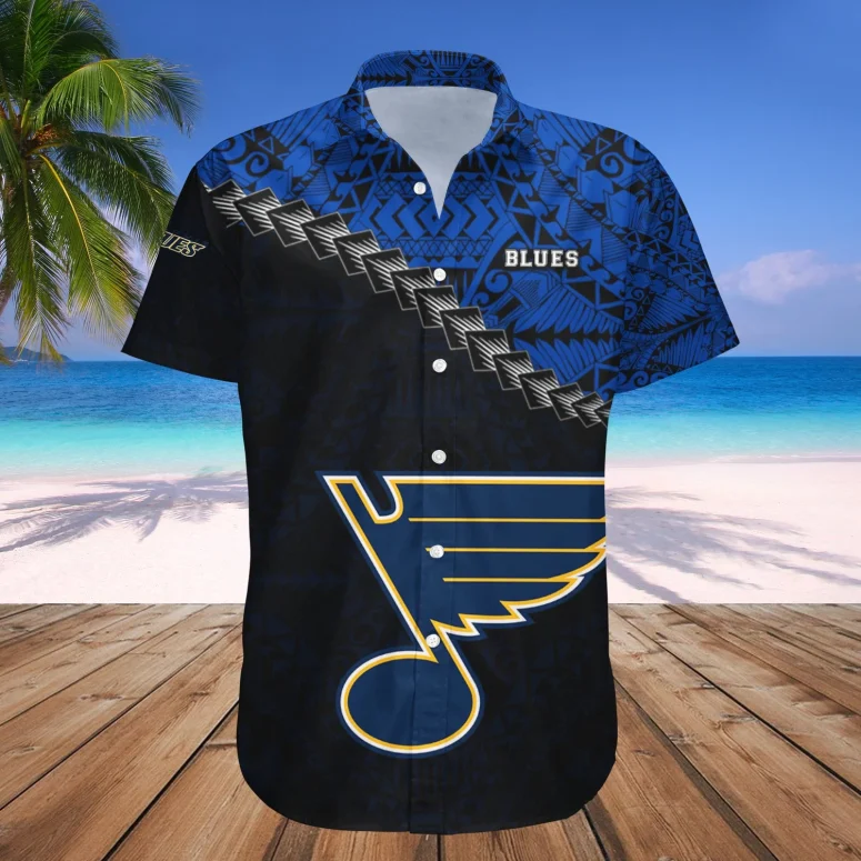 St. Louis Blues Tribal Night Hawaiian Shirt