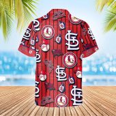 St Louis Cardinals Dugout Stripes Hawaiian Shirt Back - TeeAloha