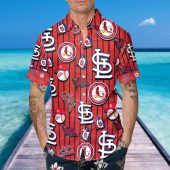 St Louis Cardinals Dugout Stripes Hawaiian Shirt Mockup Front Man - TeeAloha